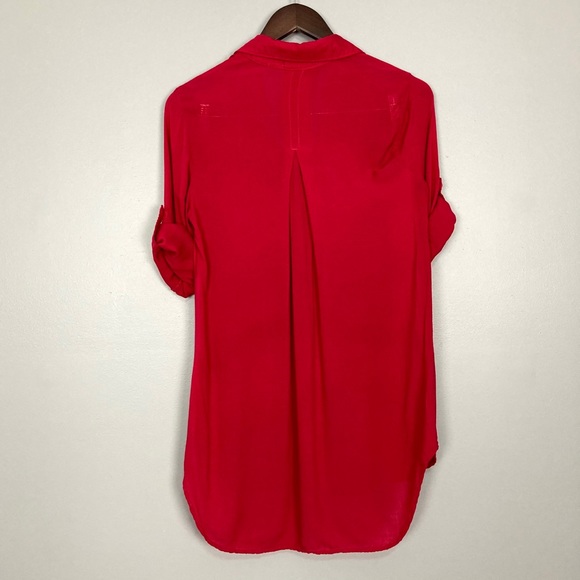 Bella Dahl Popover Tunic 1/2 Button Front Roll Tab - Picture 4 of 6